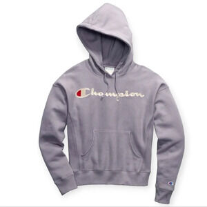 Champion Smoked Lilac Purple Embroidered Logo Hoodie Sweatshirt  Woman's Small